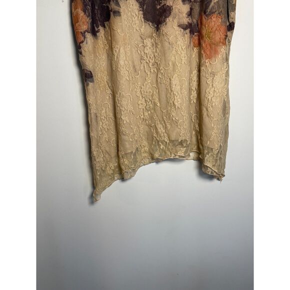 Roz & Ali XL Flutter Sleeve Tunic w lace overlay inTan/Brown/Peach/ Embellished - Picture 7 of 10